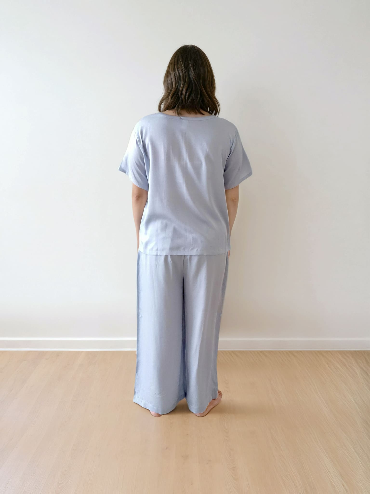 Women T-Shirt & Pyjama Set - 100% Natural Satin Sleepwear (0% Polyester) - Myabi