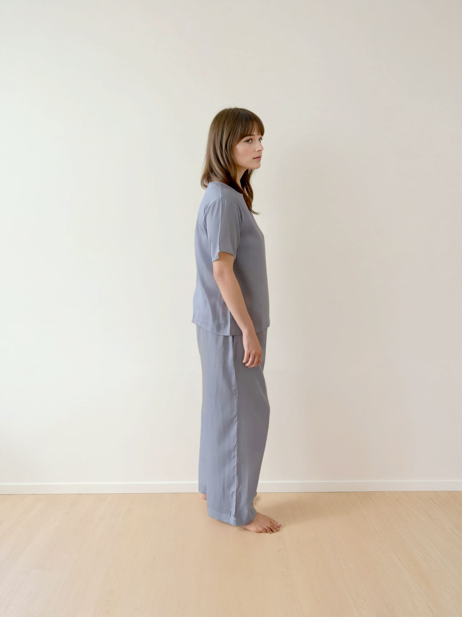 Women T-Shirt & Pyjama Set - 100% Natural Satin Sleepwear (0% Polyester) - Myabi