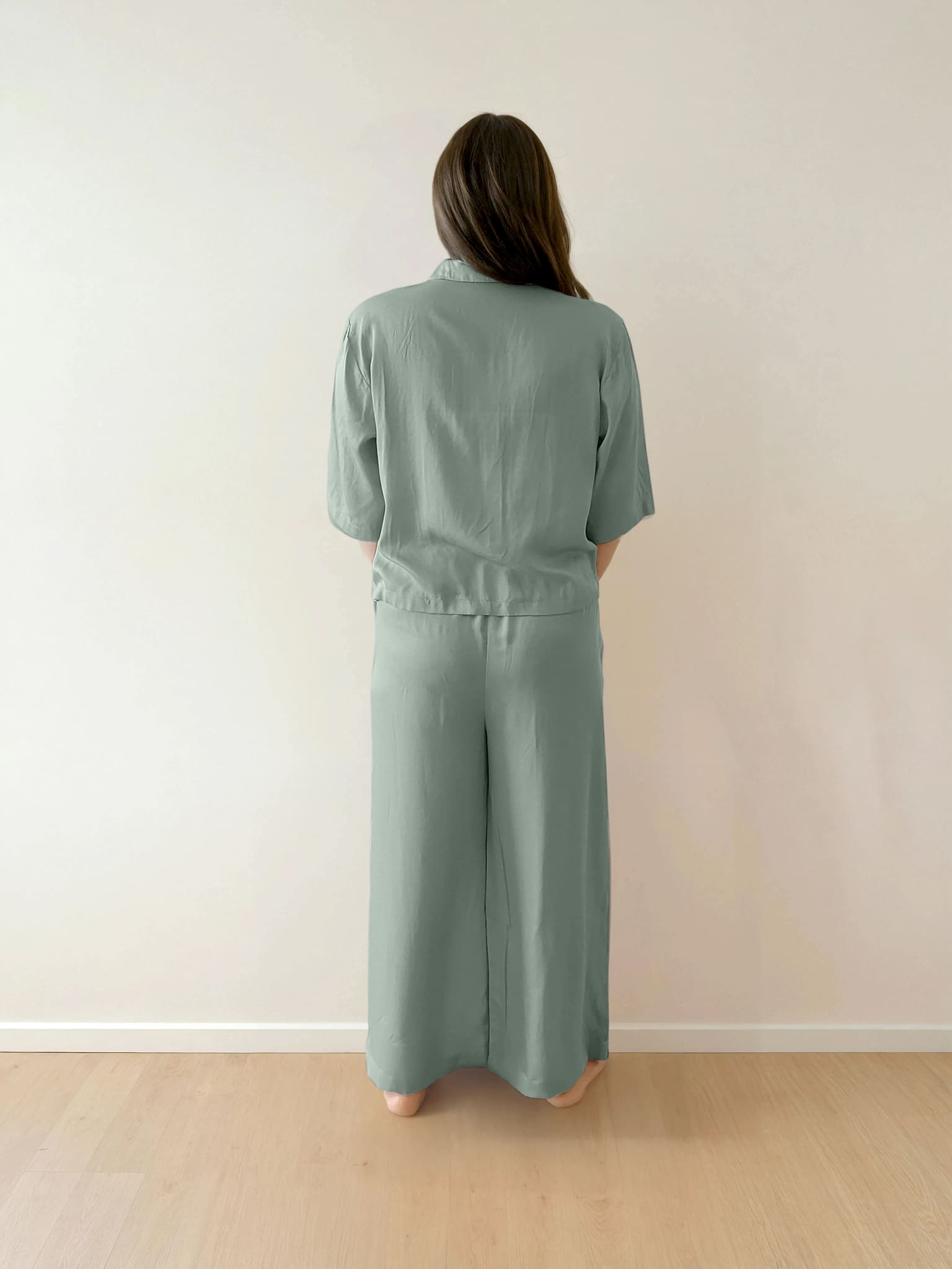 Women Crop Shirt & Pyjama Set - 100% Natural Satin Sleepwear (0% Polyester) - Myabi